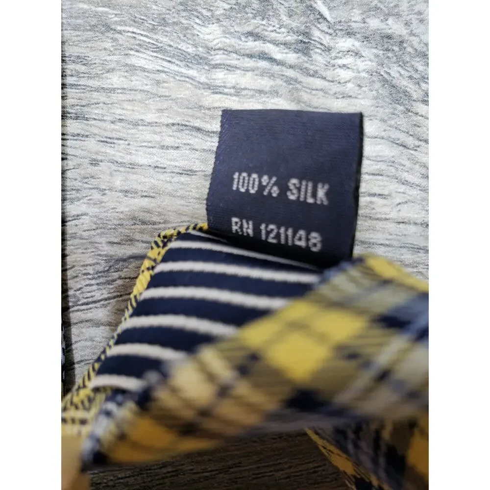 Nautica Men's Blue Yellow Plaid 100% Silk Neck Tie